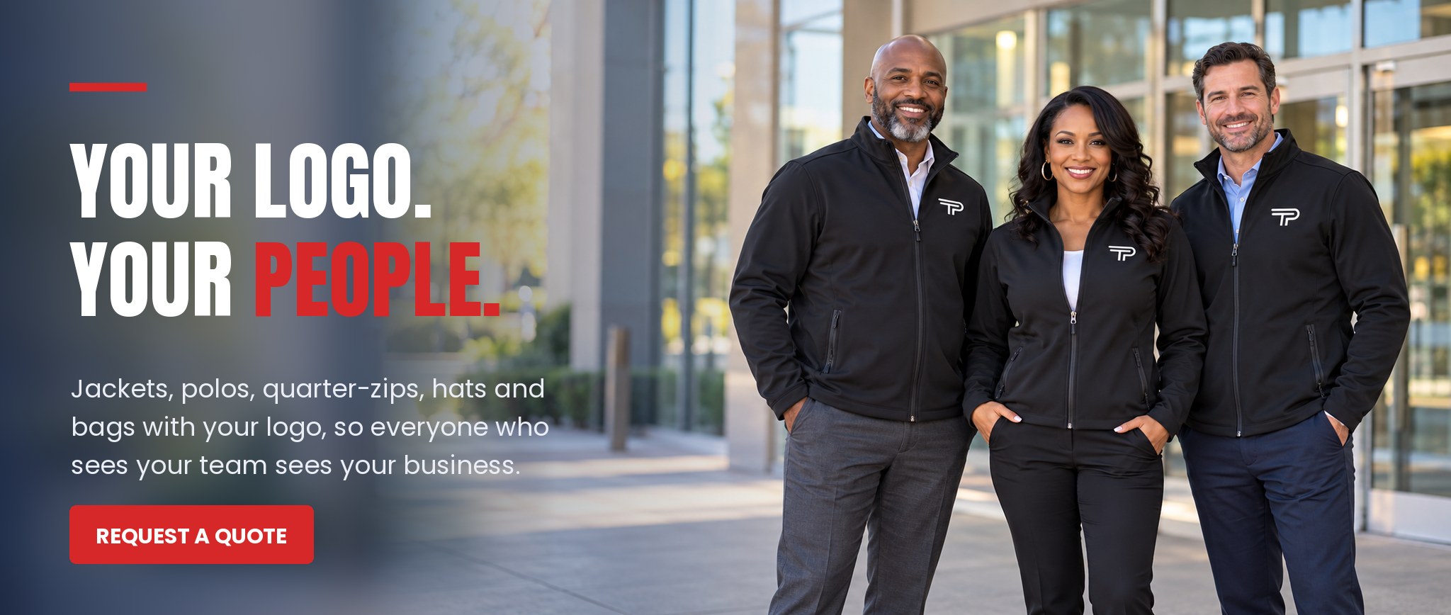 Your logo on your team: jackets, polos, hats and more