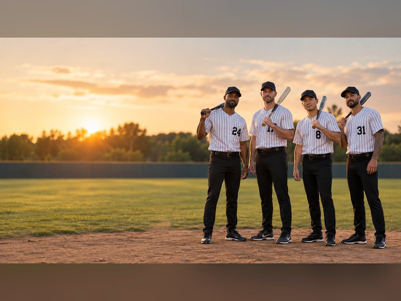 Baseball players in custom uniforms