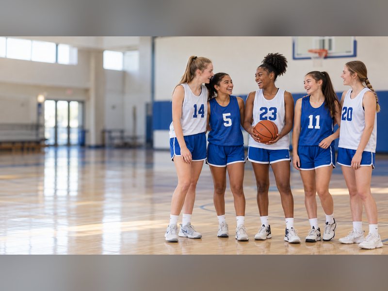 Basketball team in custom uniforms