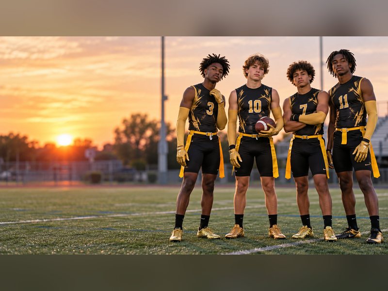 Flag football team in custom uniforms