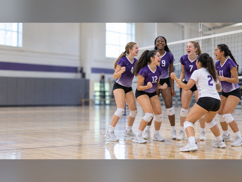 Volleyball team in custom uniforms